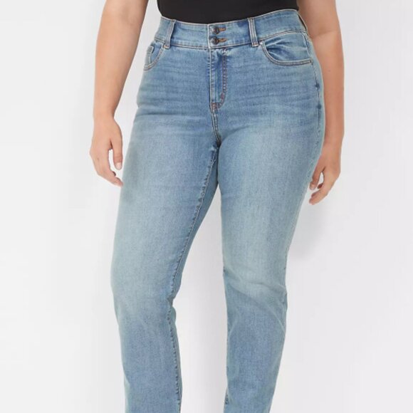 Lane Bryant Tighter Tummy Fit High Rise Straight Jean Size 22S Light Wash - Picture 1 of 6